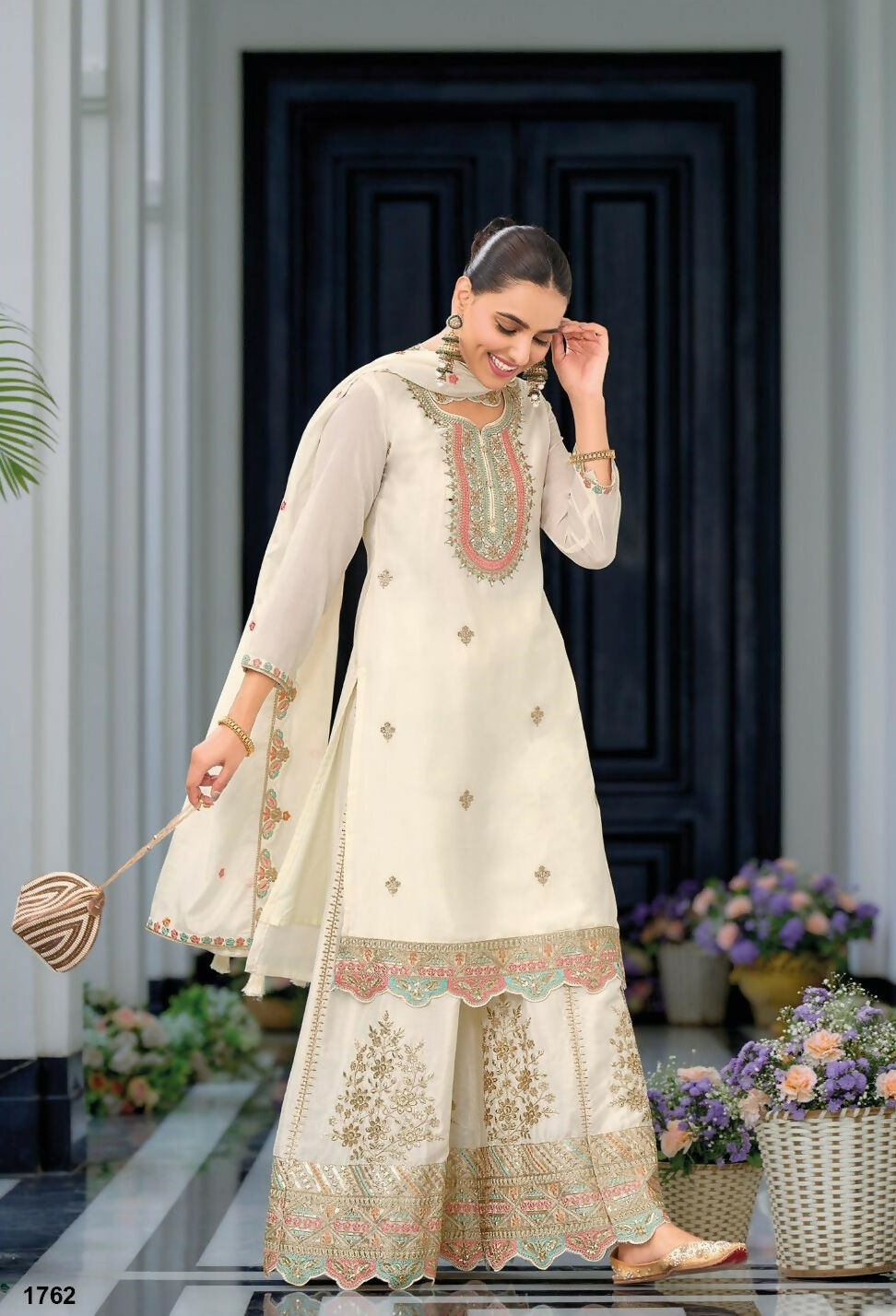 Anaita White Premium Embroidered Chinon Readymade Salwar Suit (Free Size) - Distacart