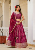 Wedding Partywear Wine Slim Georgette Lehengha Choli With Dupata - Agnidhara