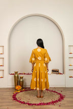 Joban Fashion Mustard Yellow Tie & Dye Cotton Dress - Distacart