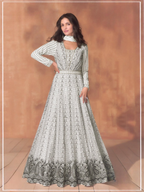 Anaita White Georgette Readymade Anarkali Suit with Sequence Work - Distacart