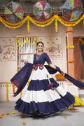 Multi Color Viscose Rayon Navratri Lehenga Choli with Dupatta - Raas
