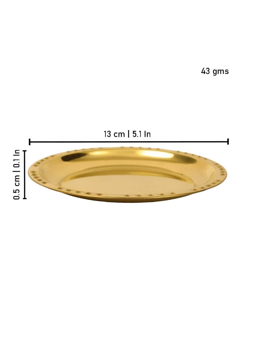 Spillbox Gold-Toned Brass Plain Dotted Thali Pooja Essential