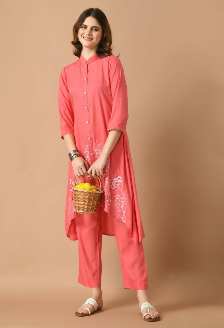 Joban Fashion Coral Cotton Rayon Kurta Set