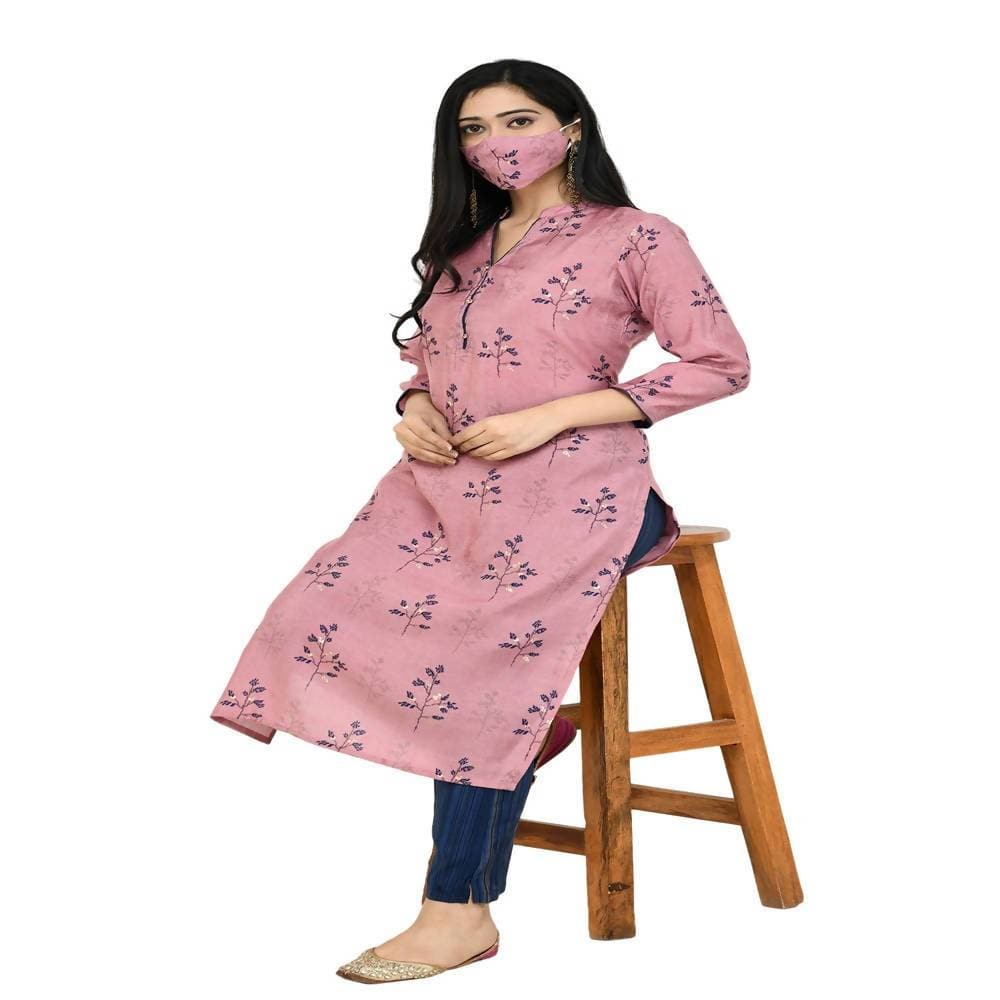 Lagi Women's Pink Printed Straight Kurta & Pant (MC41B)