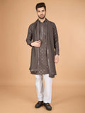 Vastranavya Brown Exclusive Festival Wear Viscose Silk Thread & Sequence Embroidered Work Kurta with Dupatta