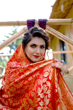 Partywear Designer Keshri Banarasi Silk Fancy Saree - Starwalk