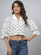 Juniper Women's White Printed Top - Distacart