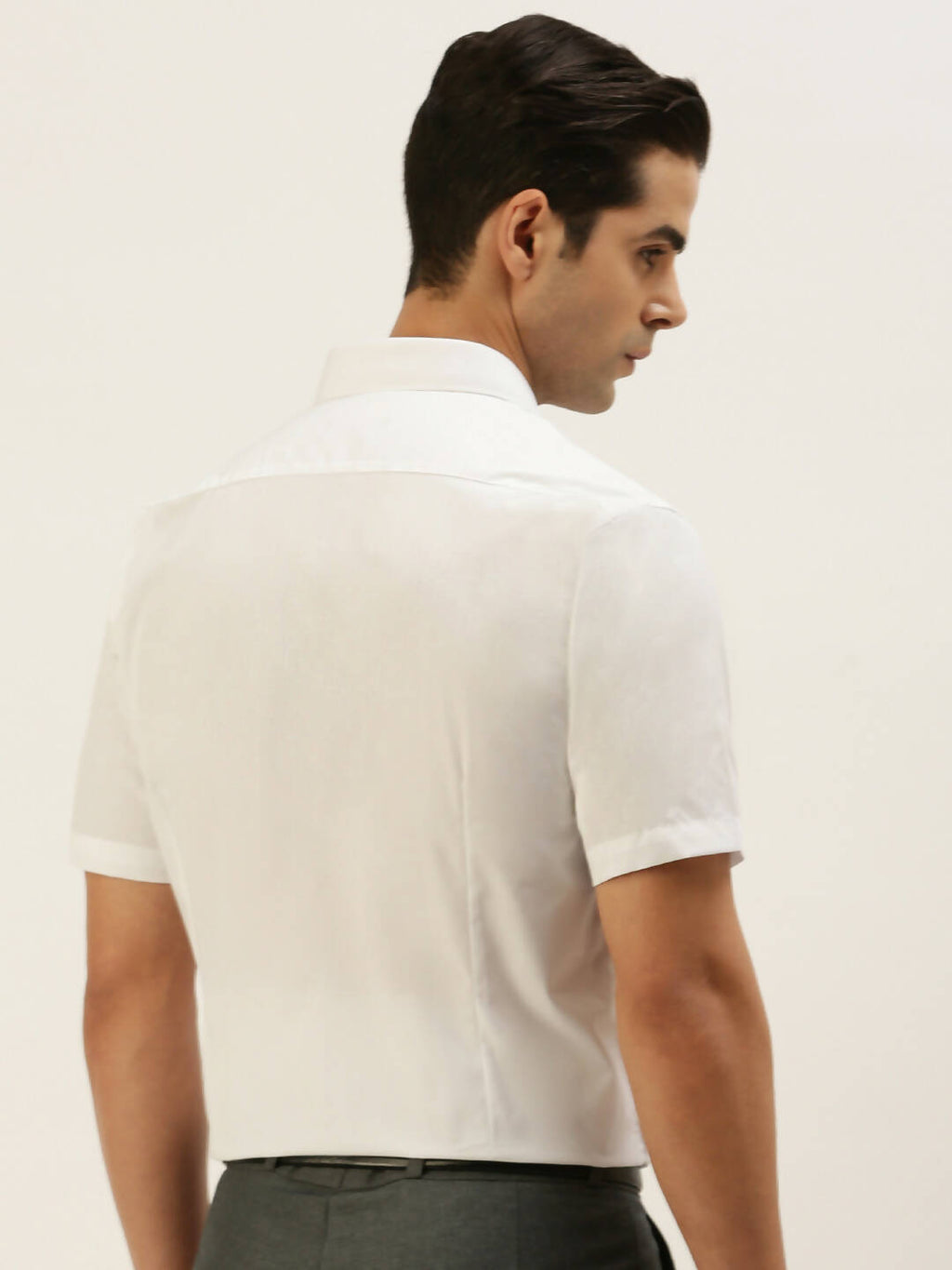 Ramraj Cotton Mens Half Sleeve Formal Poly Cotton White Shirt