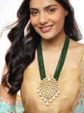 Gold-Toned Green Brass Gold-Plated Necklace - Ruby Raang - Distacart