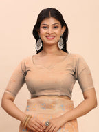 Shree Shyam Fashion Linen Cotton Orange Saree - Distacart
