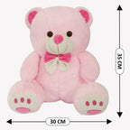 Webby Plush Cute Sitting Teddy Bear Soft Toys With Neck Bow And Foot Print, Pink