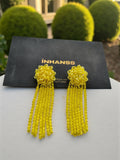 Inhanns Handmade Crystal Waterfall Earrings - Long - Lemon Yellow Big - Distacart