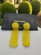 Inhanns Handmade Crystal Waterfall Earrings - Long - Lemon Yellow Big - Distacart