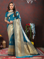 Lorenvalley Fashion Rama Soft Silk Woven Design Gold Zari Weaving Saree