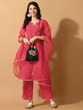 Myshka Women's Pink Embroidered Party Kurta Sets