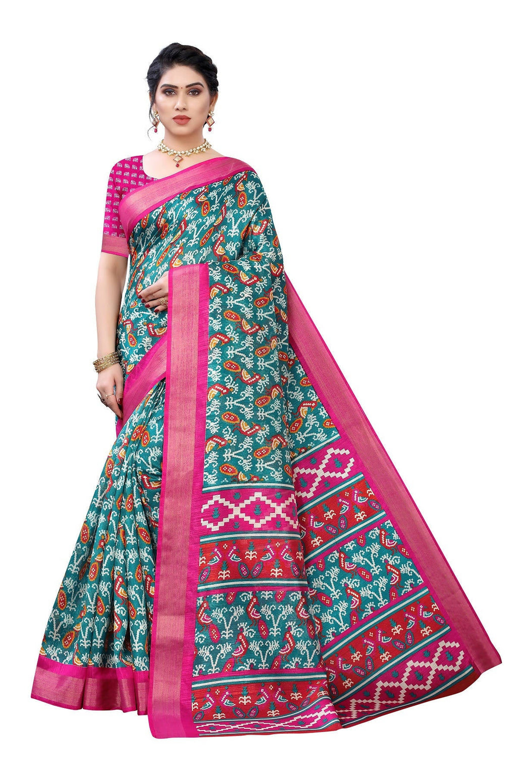 Vamika Rama Green Linen Jari Border Saree (JANKI RAMA) - Distacart