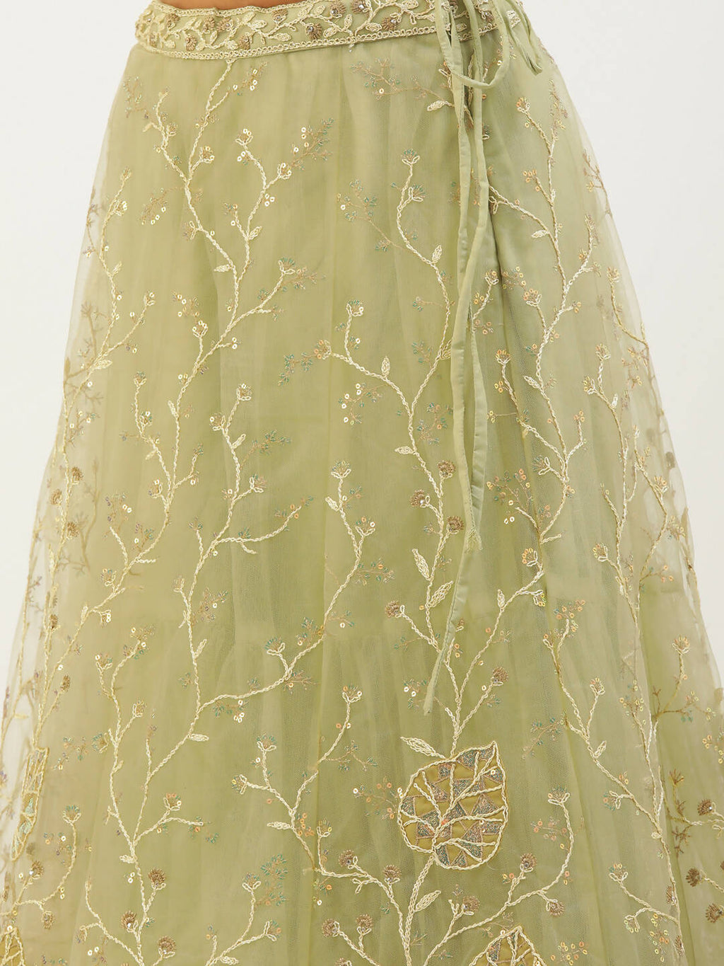 House of Panchhi Pista Net Sequinse Work Lehenga & Blouse, Dupatta