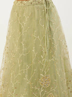 House of Panchhi Pista Net Sequinse Work Lehenga & Blouse, Dupatta