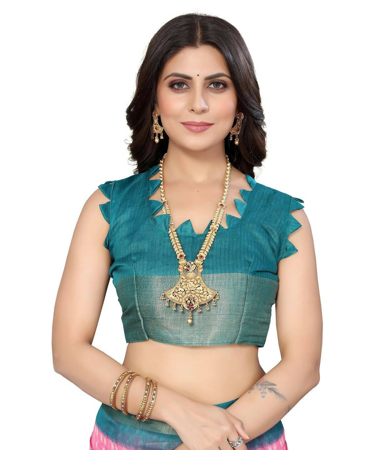 Vamika Cotton Pink Jari Border Bollywood Style Saree (DINO PINK) - Distacart