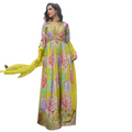 Vegaa Fashion Parrot Green Chinon Silk Embroidered Digital Print Festive Look Gown With Dupatta - Distacart