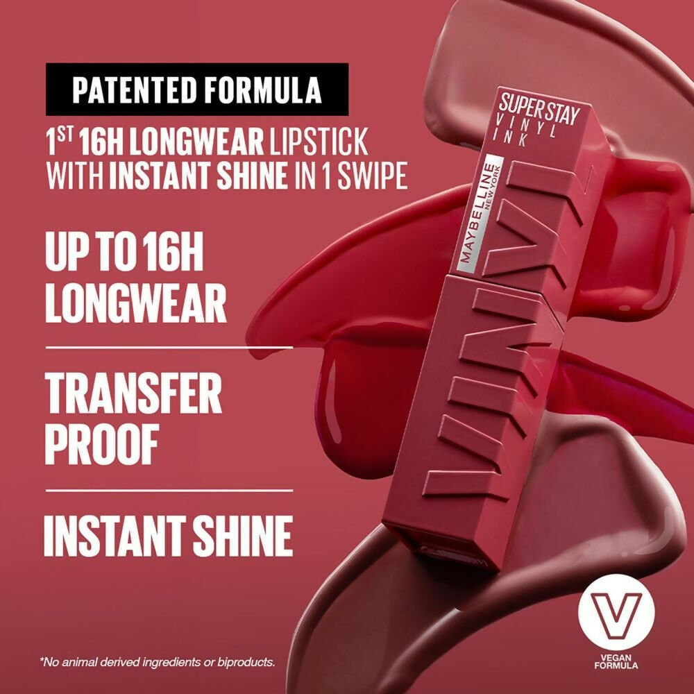 Maybelline New York Super Stay Vinyl Ink Liquid Lipstick, Instant Shine Lasts Up To 16H - Rogue
