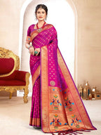 Shree Shyam Fashion Paithani Silk Purple Saree - Distacart