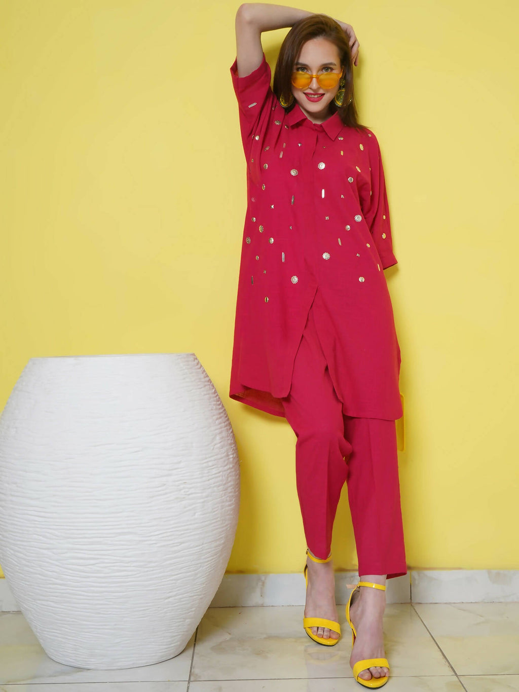 Women Republic Pink Cotton Embellished Kurta Set - Distacart