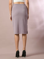 Myshka Women's Lavender Solid Knee Length Party Embellished Skirts