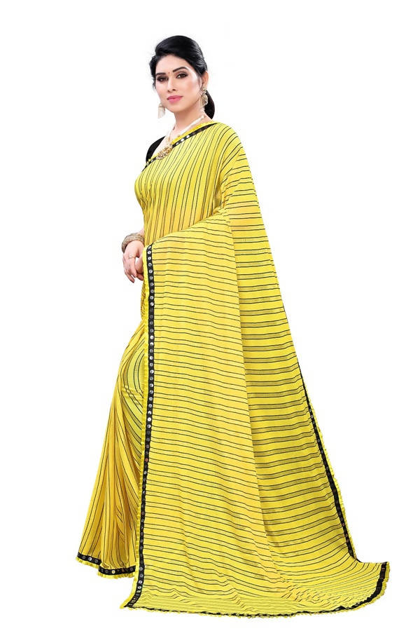 Vamika Yellow Malai Silk Printed Saree (Zigzag Yellow)