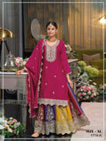 Anaita Magenta Heavy Chinon Stitched Suit with Embroidery & Sequence Work - Distacart