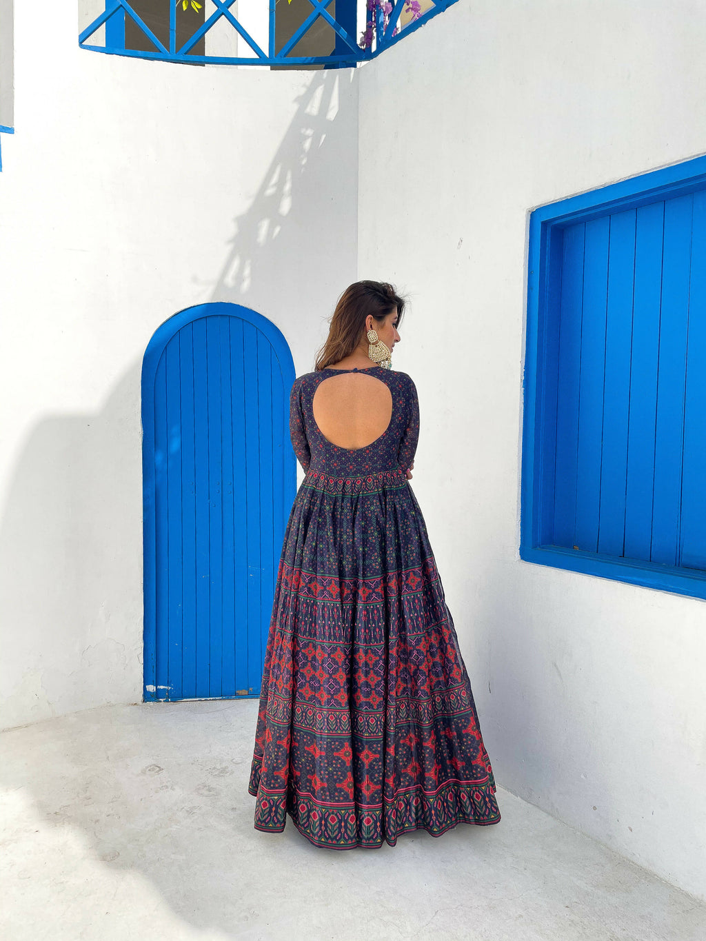 Partywear Designer Blue Chanderi Suit - Anbazaar - Distacart