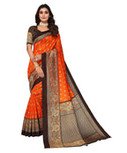 Vamika Orange Printed Art Silk Saree