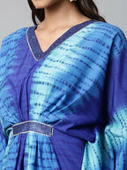 Ahalyaa Women Royal Blue Crepe Digital Printed Kaftan Kurta - Distacart