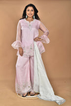 Morchari Women And Hand Embroidery Palazzo Set-Pink