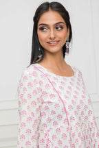 Myshka Women White Floral Rayon Straight Round Neck Kurtas - Distacart