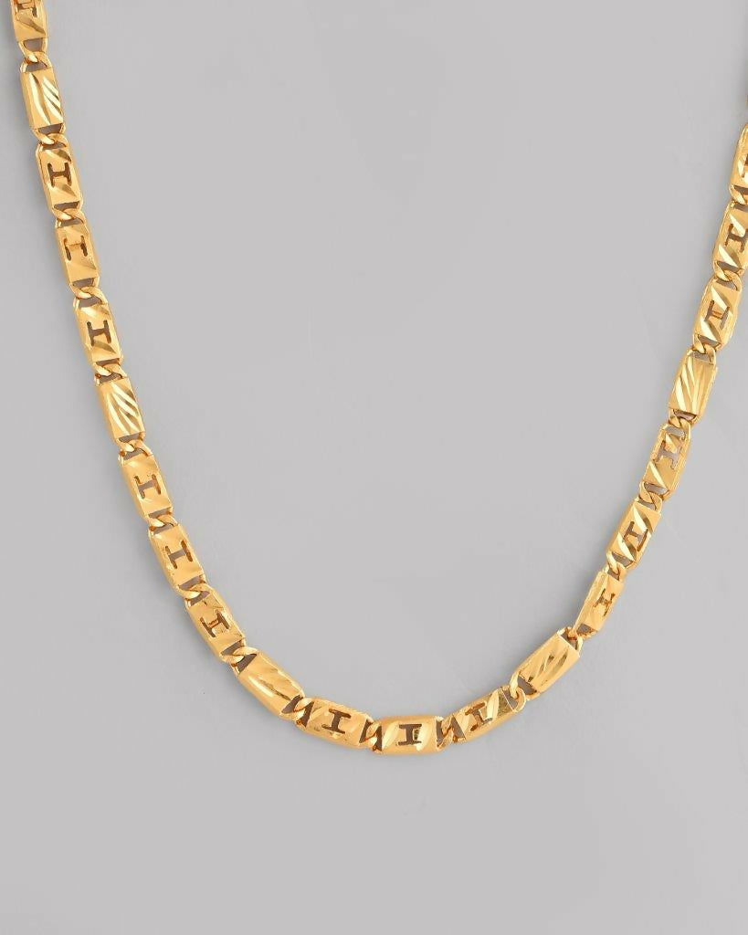 VOJ Gold-Polished Self Designed Biscuit Chain