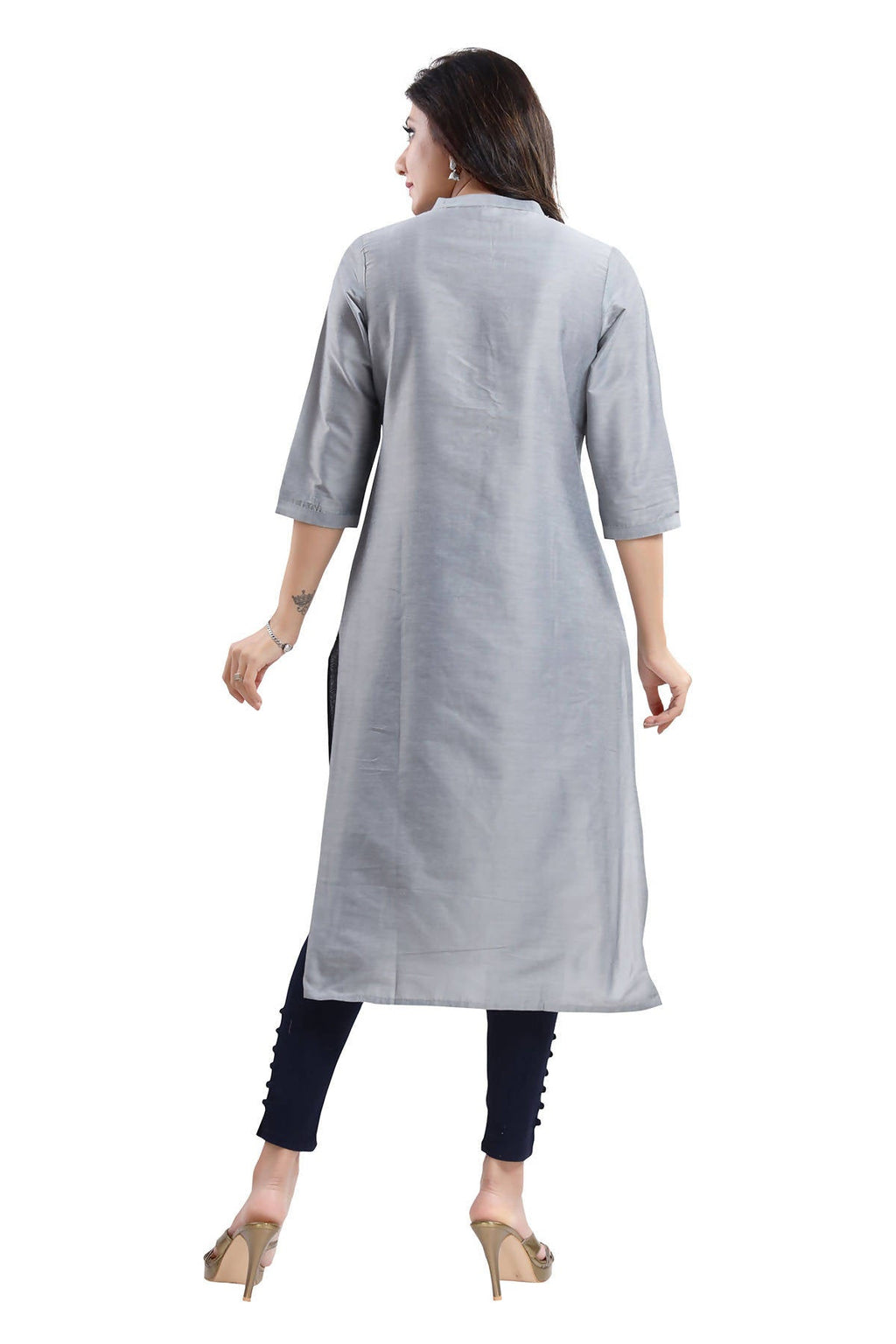 Snehal Creations Grey Cotton Silk Formal Wear Tunic For Women - Distacart