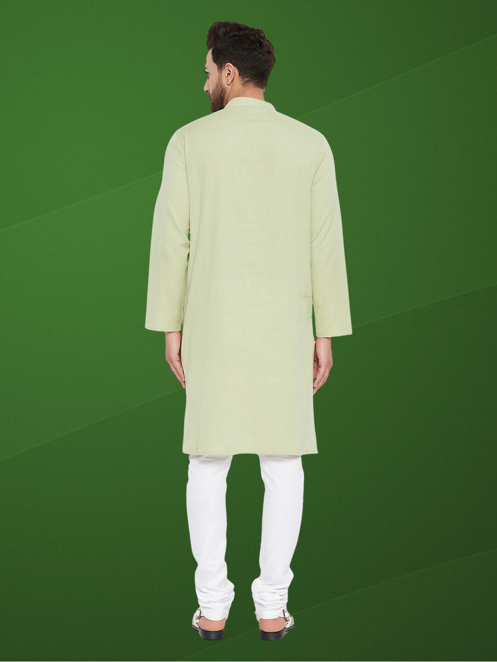 Even Apparels Men's Solid Green Linen Kurta