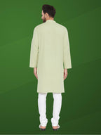 Even Apparels Men's Solid Green Linen Kurta