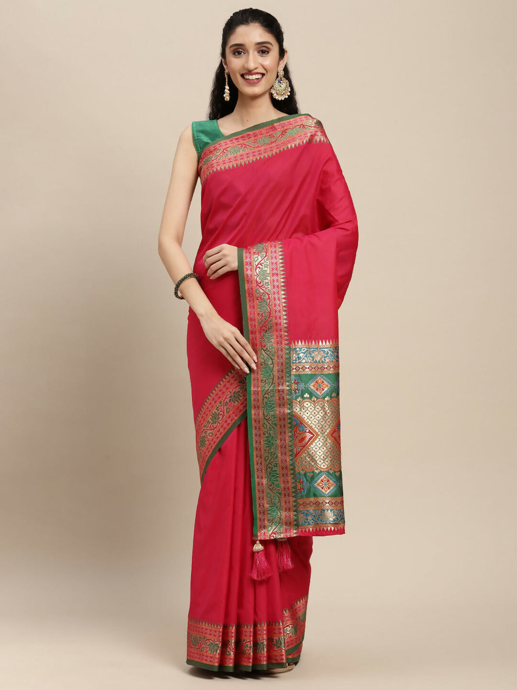 Shree Shyam Fashion Silk Blend Maroon Saree - Distacart