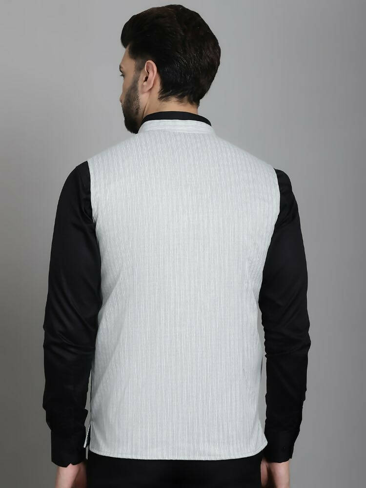 Even Apparels Nehru Jacket With Welt Pockets - Grey