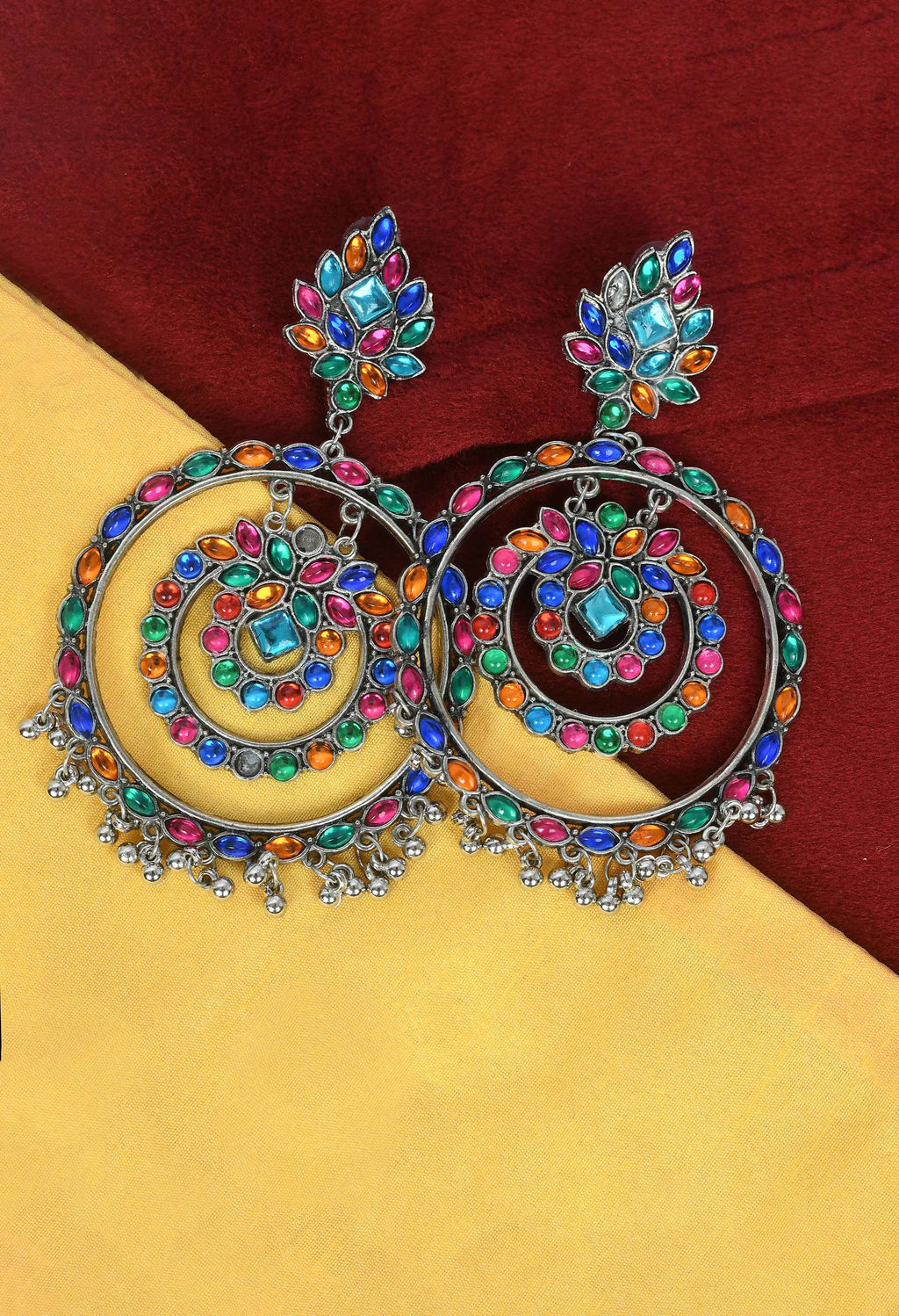 Mominos Fashion Johar Kamal Women's Multi Colour Kundan Circles Earrings - Distacart