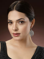 NVR Women's Set of 3 Silver-Toned German Silver Oxidised Dome Shaped Jhumka Earrings - Distacart