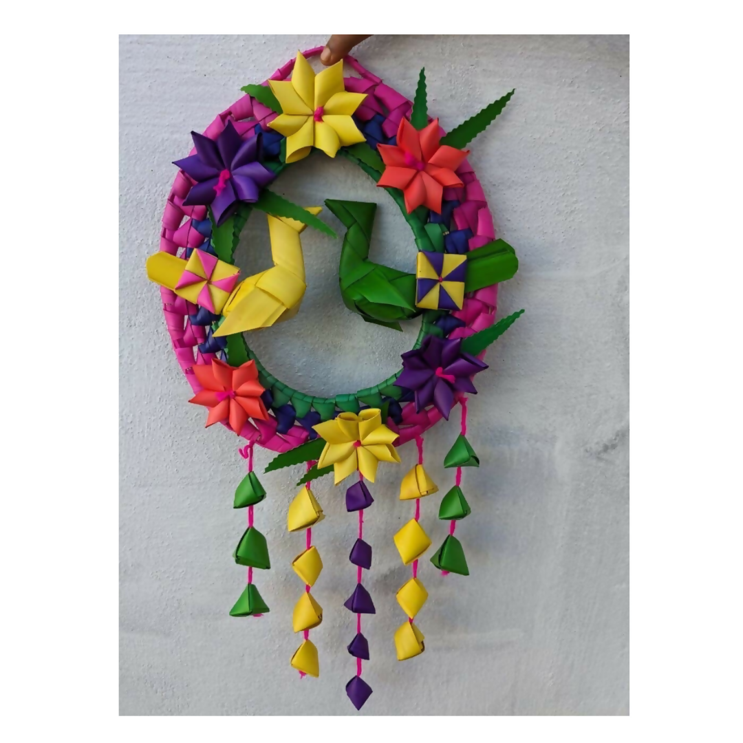 Shuddh Natural Hand Made Palm Leaf Double Parrot Wreath - Distacart