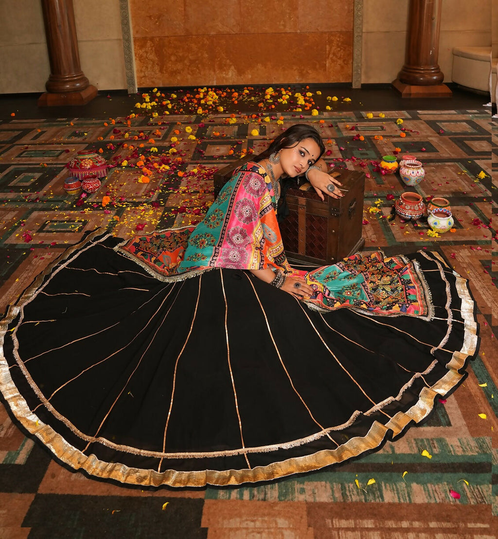 AI Fashion Black Georgette Designer Navratri Wear Lehenga Choli Collection