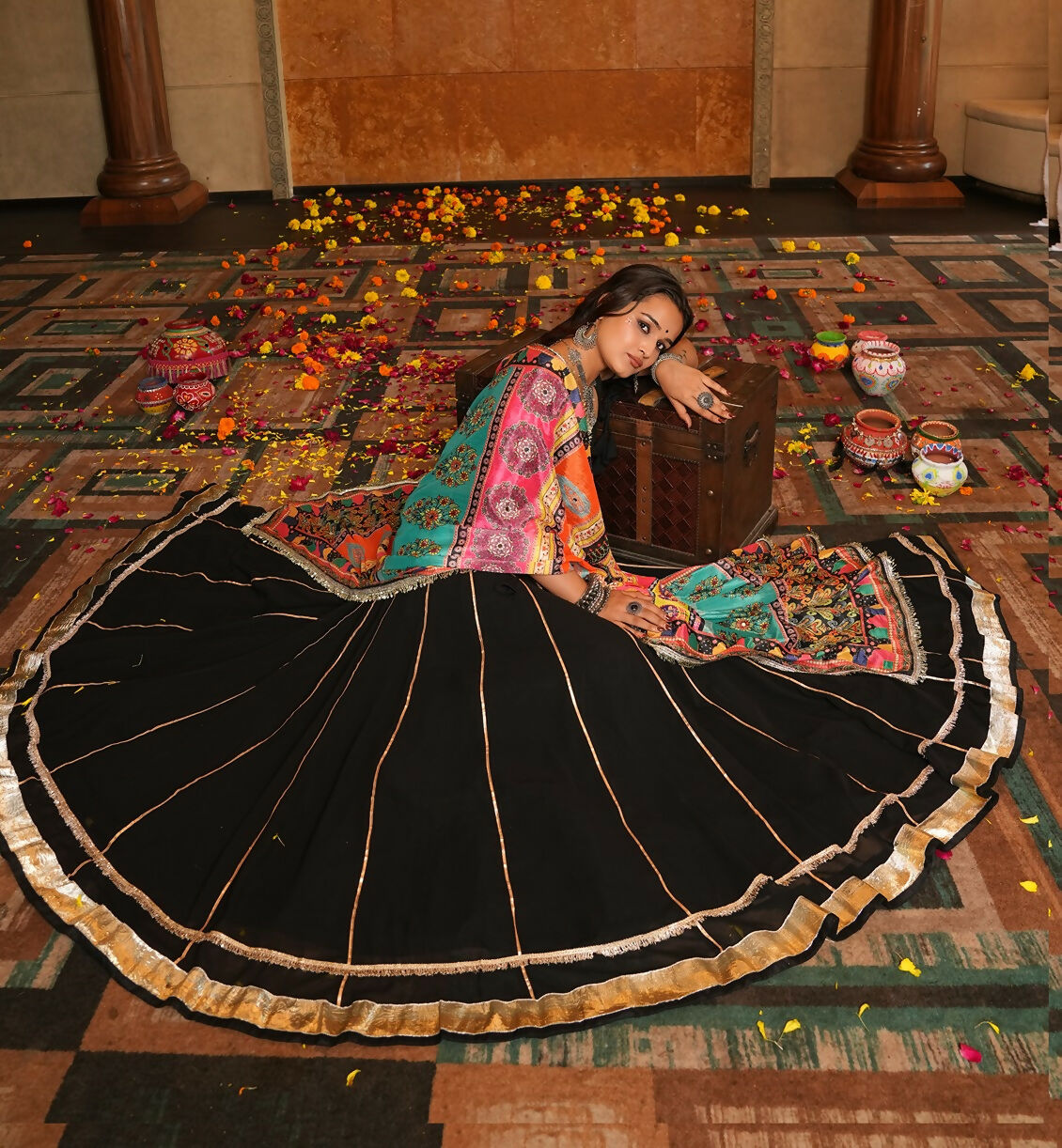 AI Fashion Black Georgette Designer Navratri Wear Lehenga Choli Collection