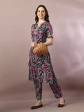Myshka Women's Multi Printed Cotton Straight Party Kurta Set