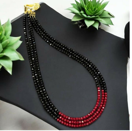 Joban Fashion Women Red Black Victorian Beads Necklace With Multicolour Quartz Beads