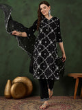 Sangria Embroidered Kurta & Trouser With Dupatta
