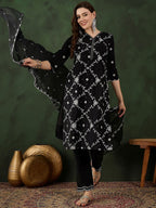 Sangria Embroidered Kurta & Trouser With Dupatta